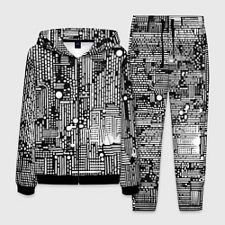 Костюм мужской Чёрно-белые абстракция точки полоски, цвет: 3D-черный
