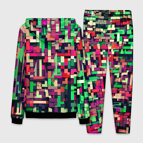 Мужской костюм Зелёно-розовый геометричные фигуры / 3D-Черный – фото 2