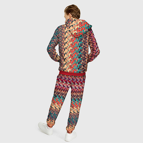 Мужской костюм Красно-синий искажённые полосы узор / 3D-Красный – фото 4