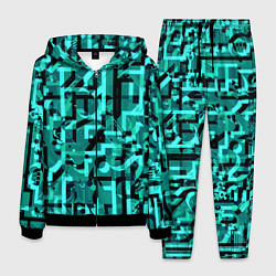 Костюм мужской Неоновый голубой объёмный эффект, цвет: 3D-черный