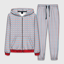 Костюм мужской Красно-синие фигуры на белом фоне, цвет: 3D-красный