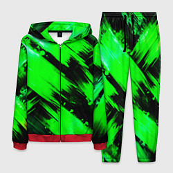 Мужской костюм Зеленые мазки краски на черном