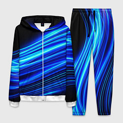 Мужской костюм Синие неоновые линии краски