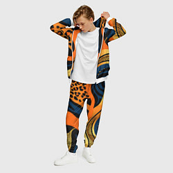 Костюм мужской Леопардовый с синим и оранжевым, цвет: 3D-белый — фото 2