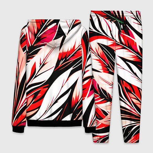 Мужской костюм Крупные листья абстракция красный / 3D-Черный – фото 2