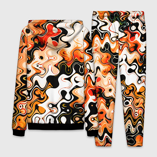 Мужской костюм Абстракция разлитые краски оранжевый / 3D-Черный – фото 2