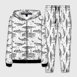 Костюм мужской Корюшка и рыбалка в Питере паттерн, цвет: 3D-черный