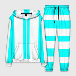 Костюм мужской Color light blue white lines, цвет: 3D-белый