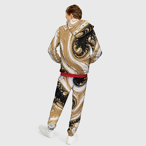 Мужской костюм Черный агат и жидкое золото / 3D-Красный – фото 4