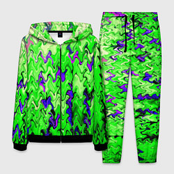 Костюм мужской Ярко-зелёный стекающая абстаркция, цвет: 3D-черный