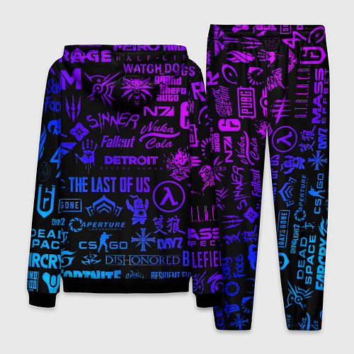 Мужской костюм Doom логотипы игр неон / 3D-Черный – фото 2