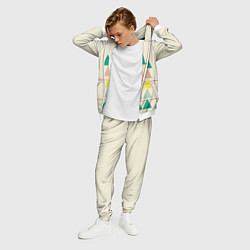 Костюм мужской Абстрактный лес пирамидки с однотоном, цвет: 3D-белый — фото 2