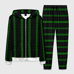Мужской костюм Color black cage green stripes
