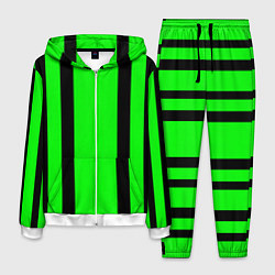 Мужской костюм Color black and green stripes
