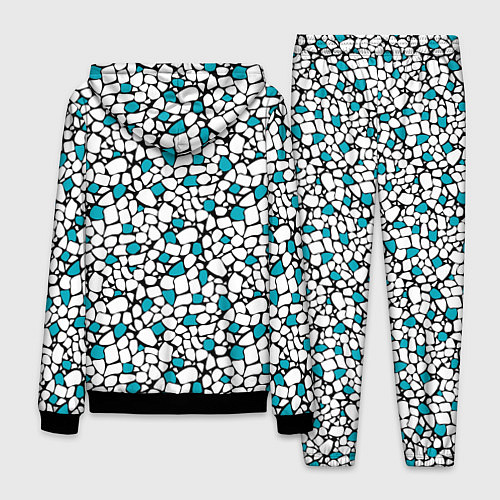 Мужской костюм Мелкий синий белый мозаичный узор на черном / 3D-Черный – фото 2