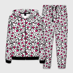 Костюм мужской Мелкий красно белый мозаичный узор на черном, цвет: 3D-черный