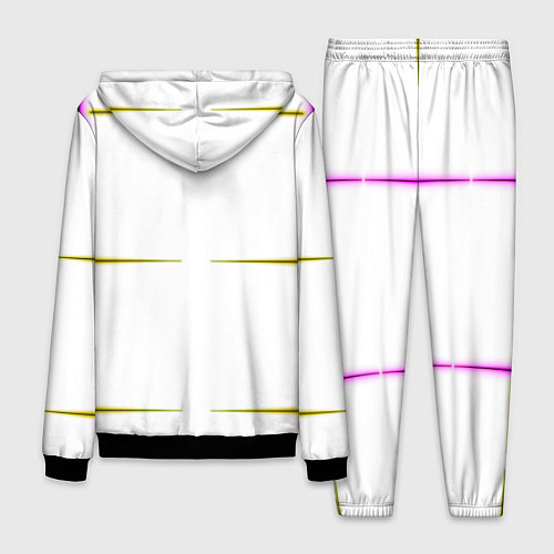 Мужской костюм Color white pink yellow stripes / 3D-Черный – фото 2