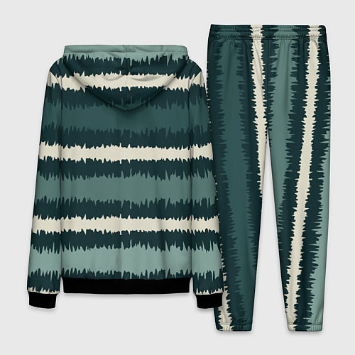 Мужской костюм Полосы зигзагообразные зеленые / 3D-Черный – фото 2