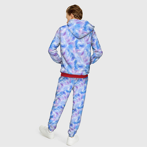 Мужской костюм Узор из голубых и сиреневых перьев / 3D-Красный – фото 4