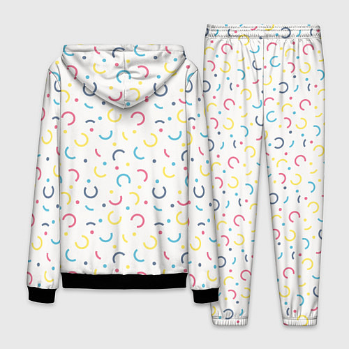 Мужской костюм Цветные точки и дуги на белом / 3D-Черный – фото 2