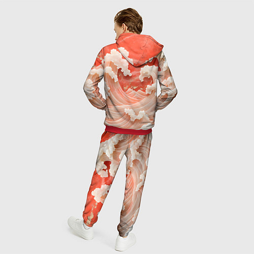 Мужской костюм Японские красные волны / 3D-Красный – фото 4