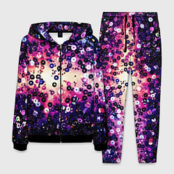 Костюм мужской Абстракция фиолетовые пайетки имитация, цвет: 3D-черный