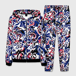 Костюм мужской Абстрактный паттерн бело-сине-красный, цвет: 3D-черный