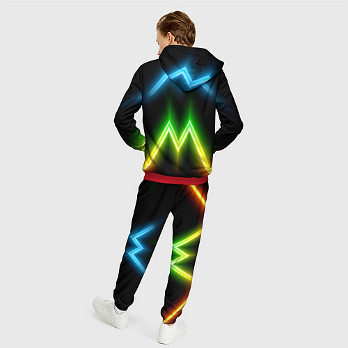 Мужской костюм Neon multicolored lines / 3D-Красный – фото 4