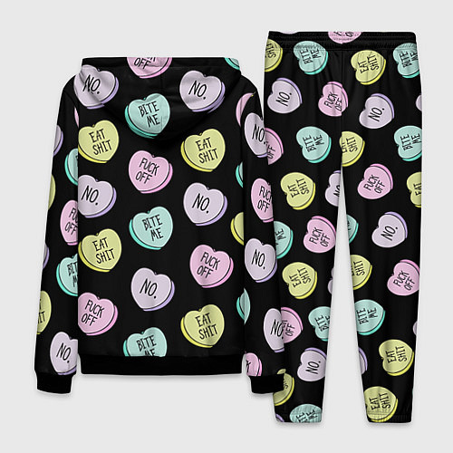 Мужской костюм Сердца с надписями / 3D-Черный – фото 2