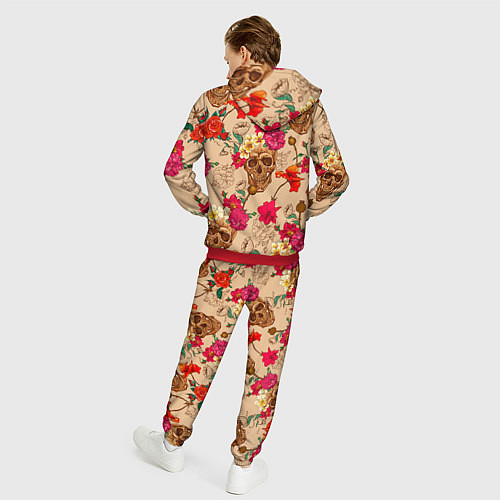 Мужской костюм Черепа в цветах / 3D-Красный – фото 4