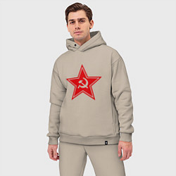 Мужской костюм оверсайз Звезда СССР, цвет: миндальный — фото 2