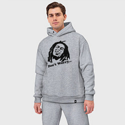 Мужской костюм оверсайз Bob Marley: Don't worry, цвет: меланж — фото 2
