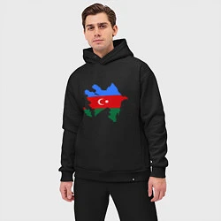 Мужской костюм оверсайз Azerbaijan map, цвет: черный — фото 2