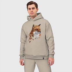 Мужской костюм оверсайз Полигональный лис, цвет: миндальный — фото 2