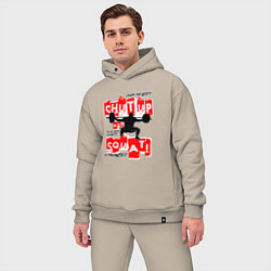 Мужской костюм оверсайз Powerlifting shut up and squat, цвет: миндальный — фото 2