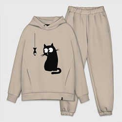 Мужской костюм оверсайз Кот и рыба