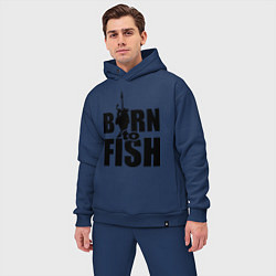 Мужской костюм оверсайз Born to fish, цвет: тёмно-синий — фото 2