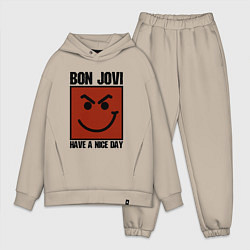 Мужской костюм оверсайз Bon Jovi: Have a nice day, цвет: миндальный