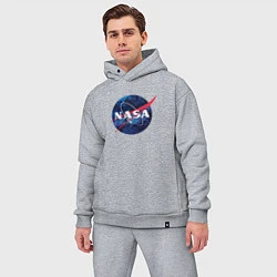 Мужской костюм оверсайз NASA: Cosmic Logo, цвет: меланж — фото 2