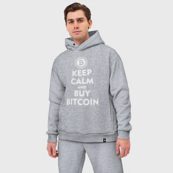 Мужской костюм оверсайз Keep Calm & Buy Bitcoin, цвет: меланж — фото 2