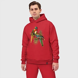Мужской костюм оверсайз Тропические попугаи, цвет: красный — фото 2