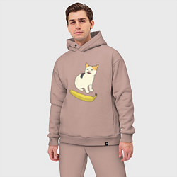 Мужской костюм оверсайз Cat no banana meme, цвет: пыльно-розовый — фото 2