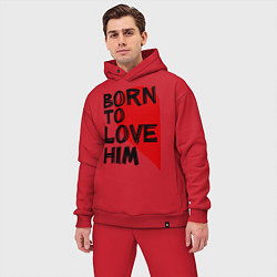 Мужской костюм оверсайз Born to love him, цвет: красный — фото 2