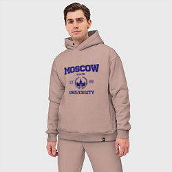 Мужской костюм оверсайз MGU Moscow University, цвет: пыльно-розовый — фото 2