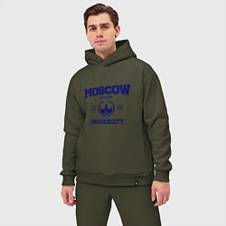 Мужской костюм оверсайз MGU Moscow University, цвет: хаки — фото 2