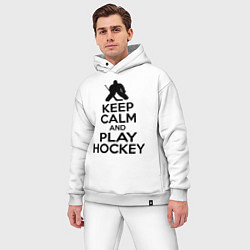 Мужской костюм оверсайз Keep Calm & Play Hockey, цвет: белый — фото 2