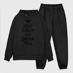 Мужской костюм оверсайз Keep Calm & Drink Tea, цвет: черный