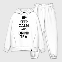 Мужской костюм оверсайз Keep Calm & Drink Tea, цвет: белый