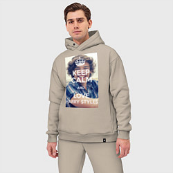 Мужской костюм оверсайз Keep Calm & Love Harry Styles, цвет: миндальный — фото 2