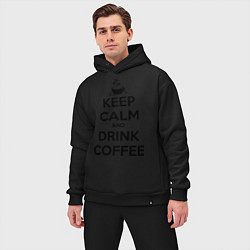 Мужской костюм оверсайз Keep Calm & Drink Coffee, цвет: черный — фото 2